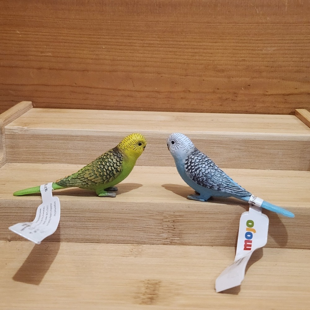 Budgerigar Budgie Parakeet Pair Bird Toy Model Figures Cake Toppers by Mojo New